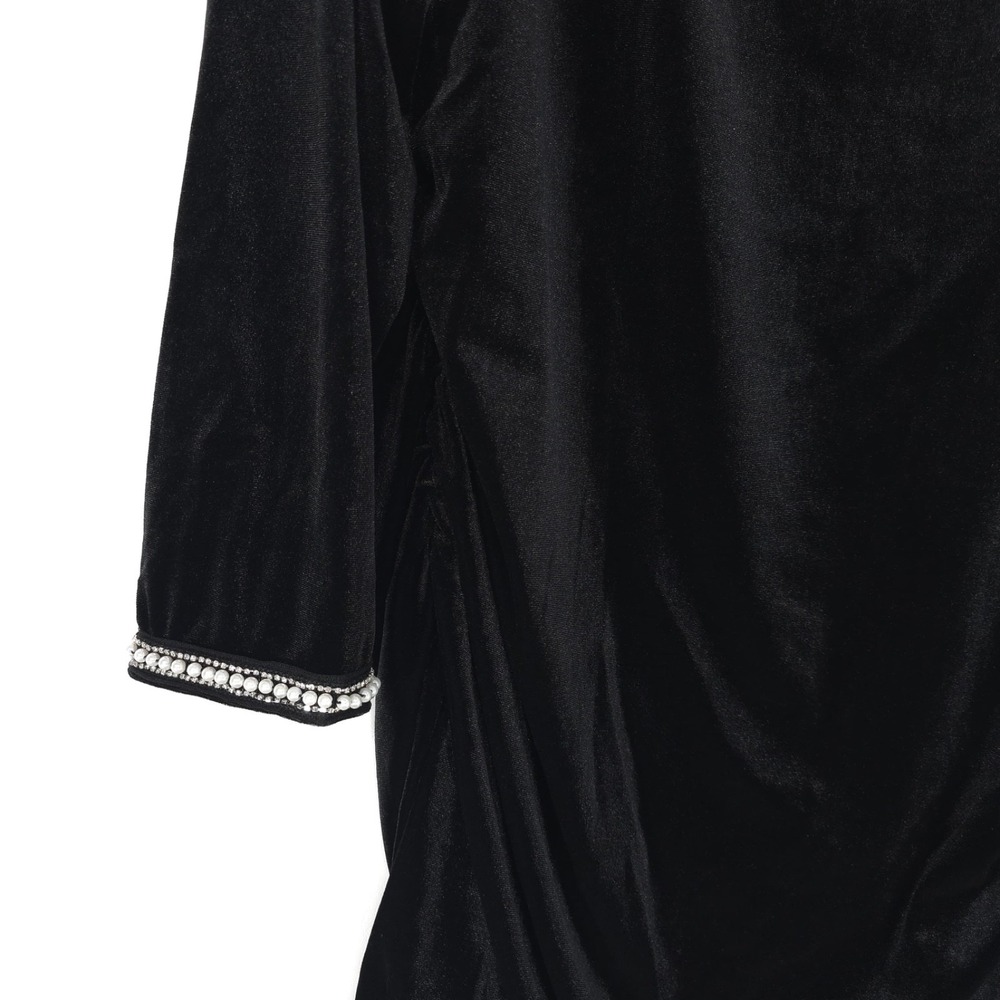 ANTHROPOLOGIE Women New Mini Dress 3X Plus Maya Ruched Cowl Neck Shine Cuff Mesh - Picture 6 of 15
